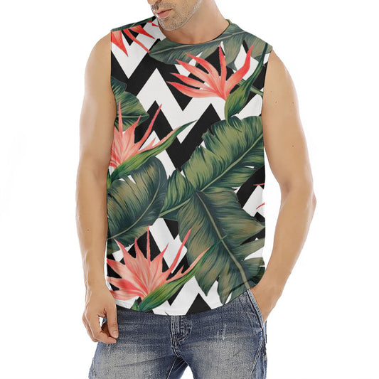 Zig Zag Tropical Pattern Print Men's Fitness Tank Top