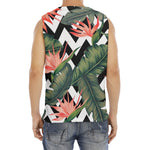 Zig Zag Tropical Pattern Print Men's Fitness Tank Top
