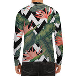 Zig Zag Tropical Pattern Print Men's Long Sleeve Rash Guard