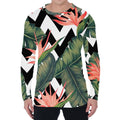 Zig Zag Tropical Pattern Print Men's Long Sleeve T-Shirt