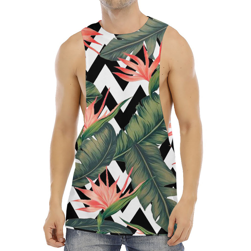 Zig Zag Tropical Pattern Print Men's Muscle Tank Top