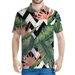 Zig Zag Tropical Pattern Print Men's Polo Shirt