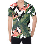 Zig Zag Tropical Pattern Print Men's Shirt
