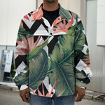 Zig Zag Tropical Pattern Print Men's Shirt Jacket