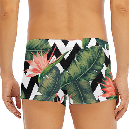Zig Zag Tropical Pattern Print Men's Short Boxer Briefs
