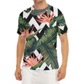 Zig Zag Tropical Pattern Print Men's Short Sleeve Rash Guard