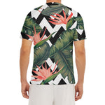 Zig Zag Tropical Pattern Print Men's Short Sleeve Rash Guard