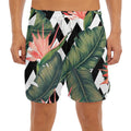 Zig Zag Tropical Pattern Print Men's Split Running Shorts