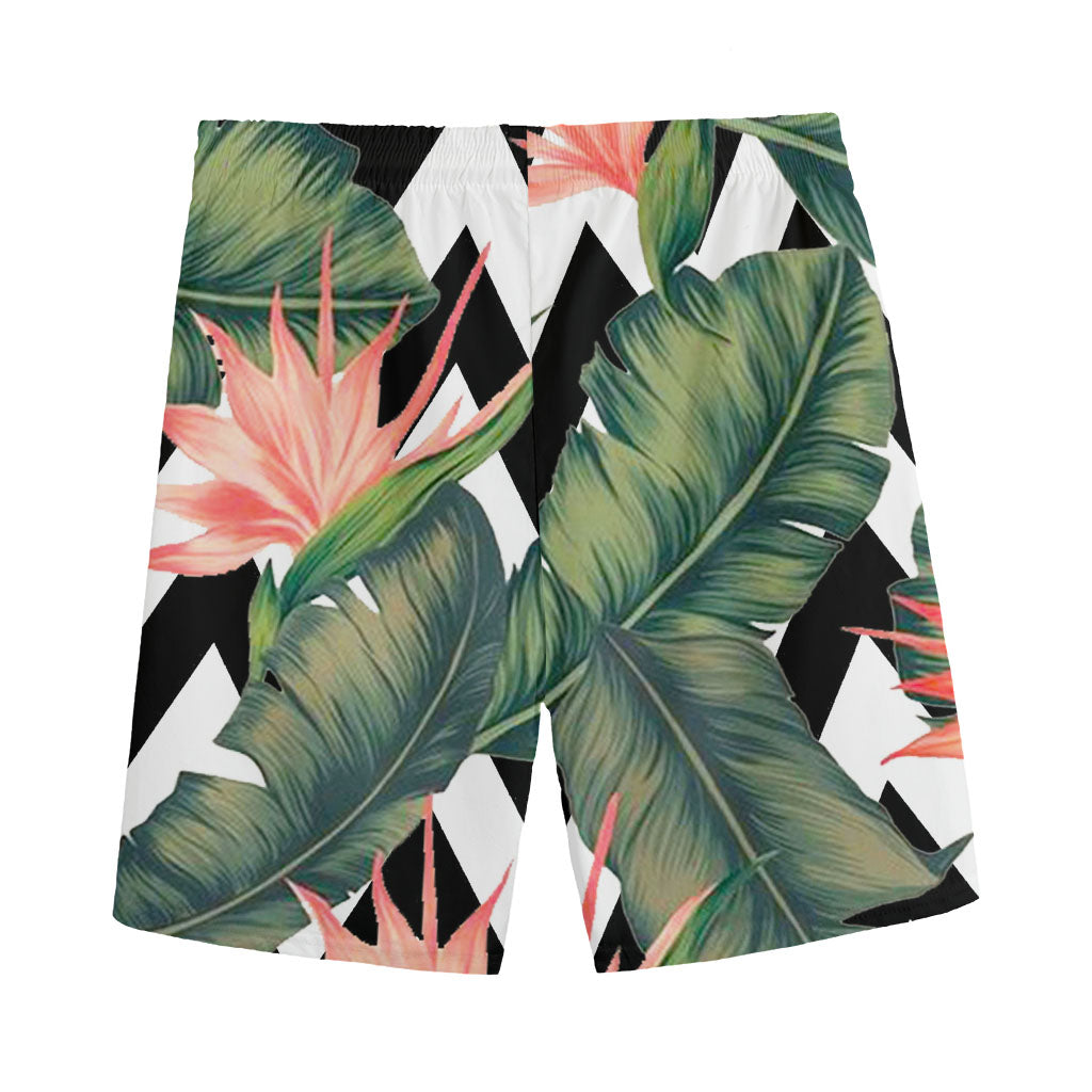 Zig Zag Tropical Pattern Print Men's Sports Shorts