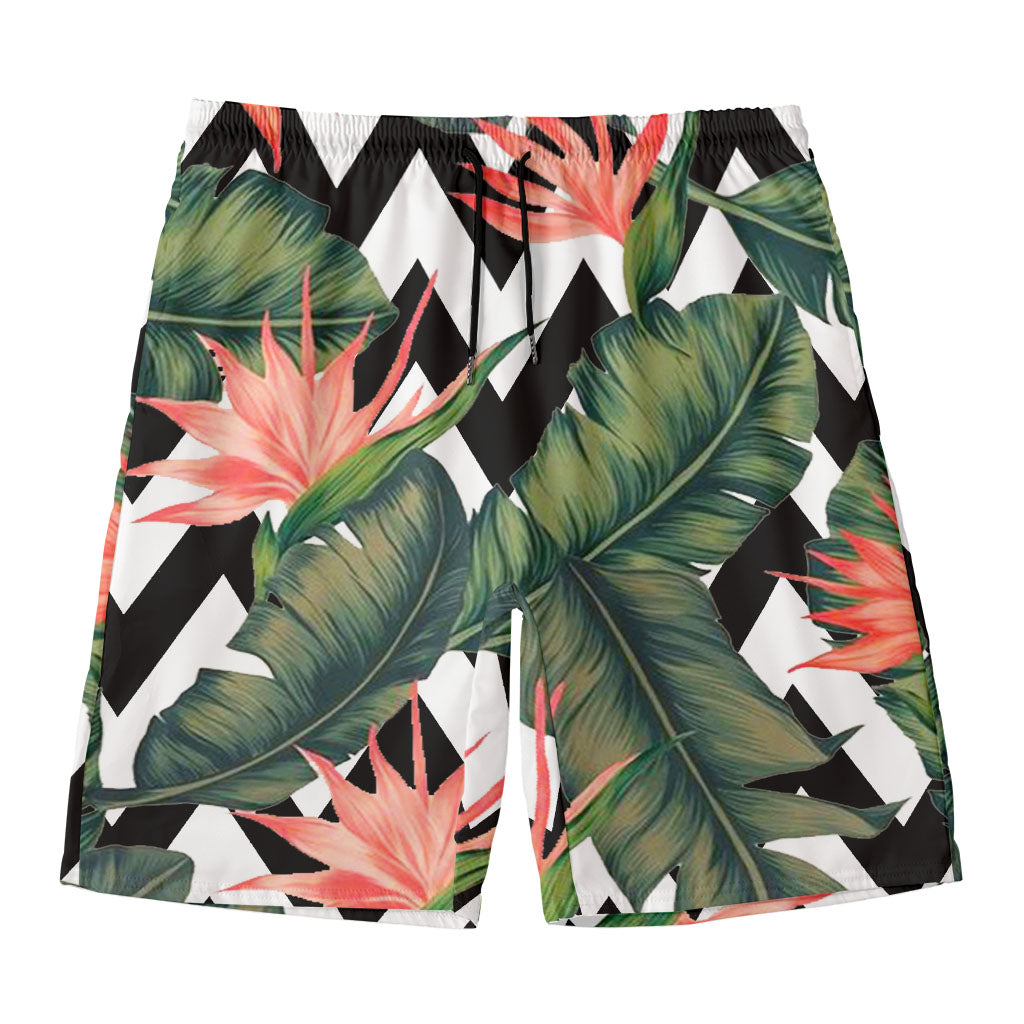 Zig Zag Tropical Pattern Print Men's Swim Trunks