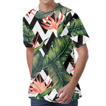 Zig Zag Tropical Pattern Print Men's Velvet T-Shirt