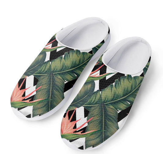 Zig Zag Tropical Pattern Print Mesh Casual Shoes