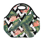 Zig Zag Tropical Pattern Print Neoprene Lunch Bag