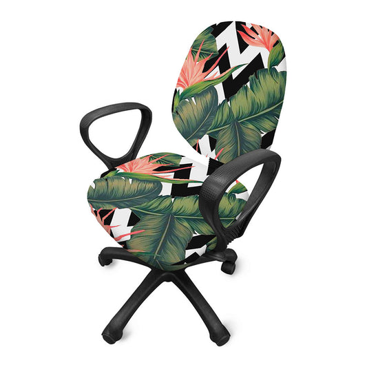 Zig Zag Tropical Pattern Print Office Chair Cover