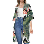 Zig Zag Tropical Pattern Print Open Front Beach Cover Up