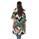 Zig Zag Tropical Pattern Print Open Front Beach Cover Up