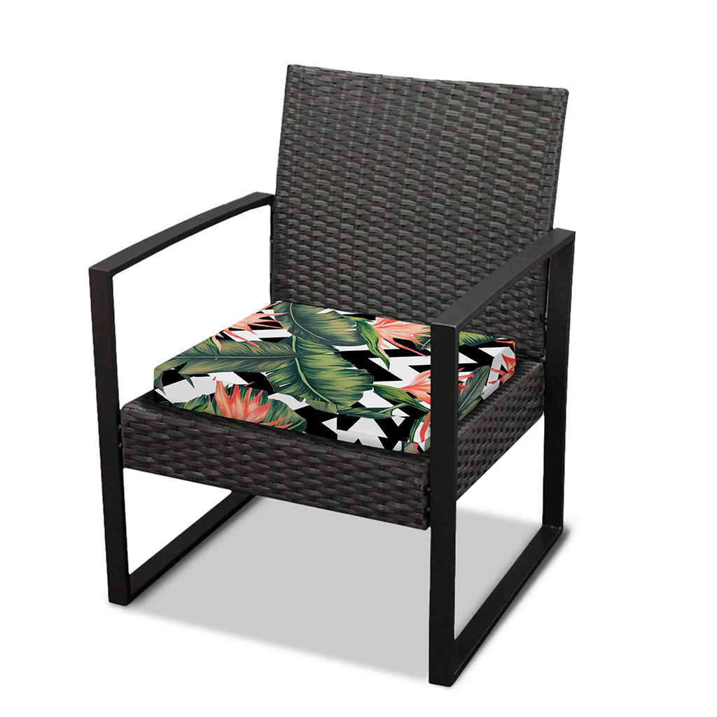 Zig Zag Tropical Pattern Print Outdoor Seat Cushion Cover