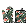 Zig Zag Tropical Pattern Print Oven Mitt And Pot Holder Set
