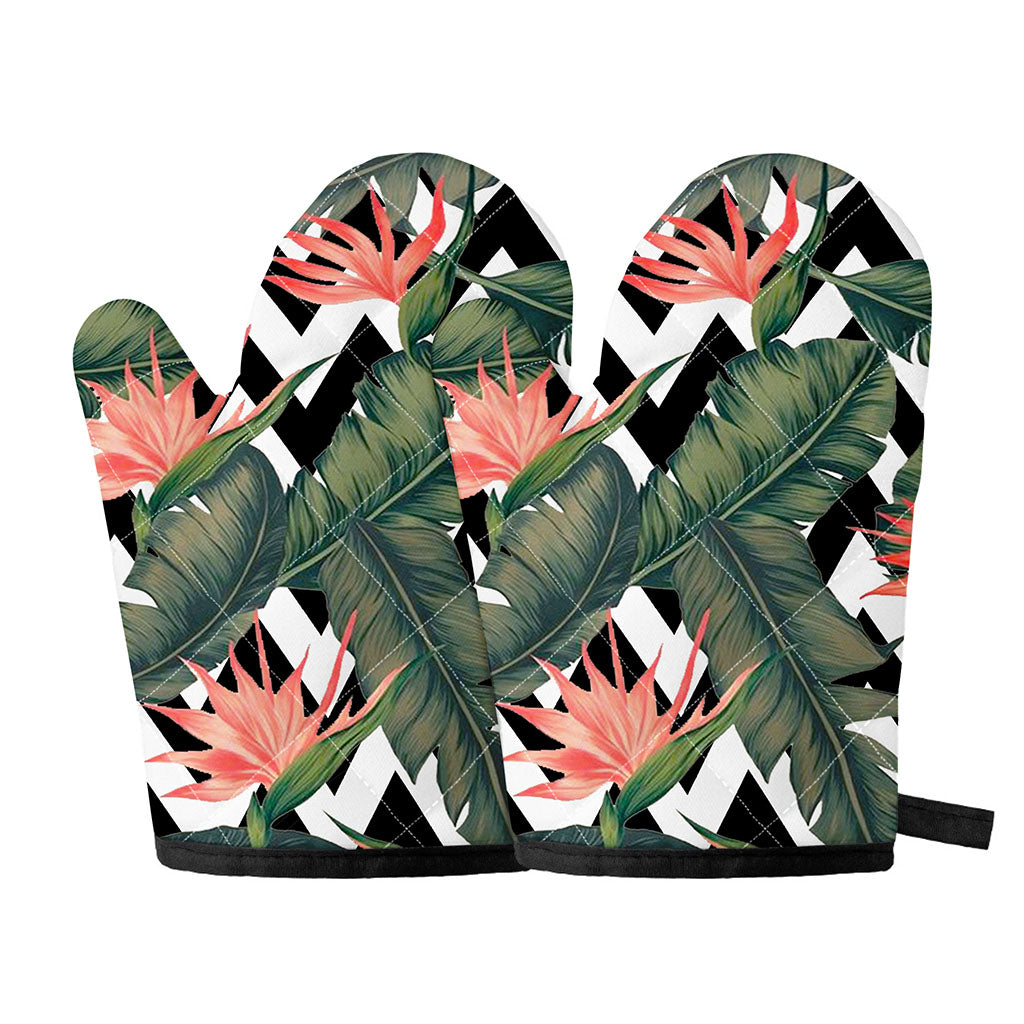 Zig Zag Tropical Pattern Print Oven Mitts