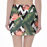 Zig Zag Tropical Pattern Print Pencil Mini Skirt