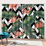 Zig Zag Tropical Pattern Print Pencil Pleat Curtains