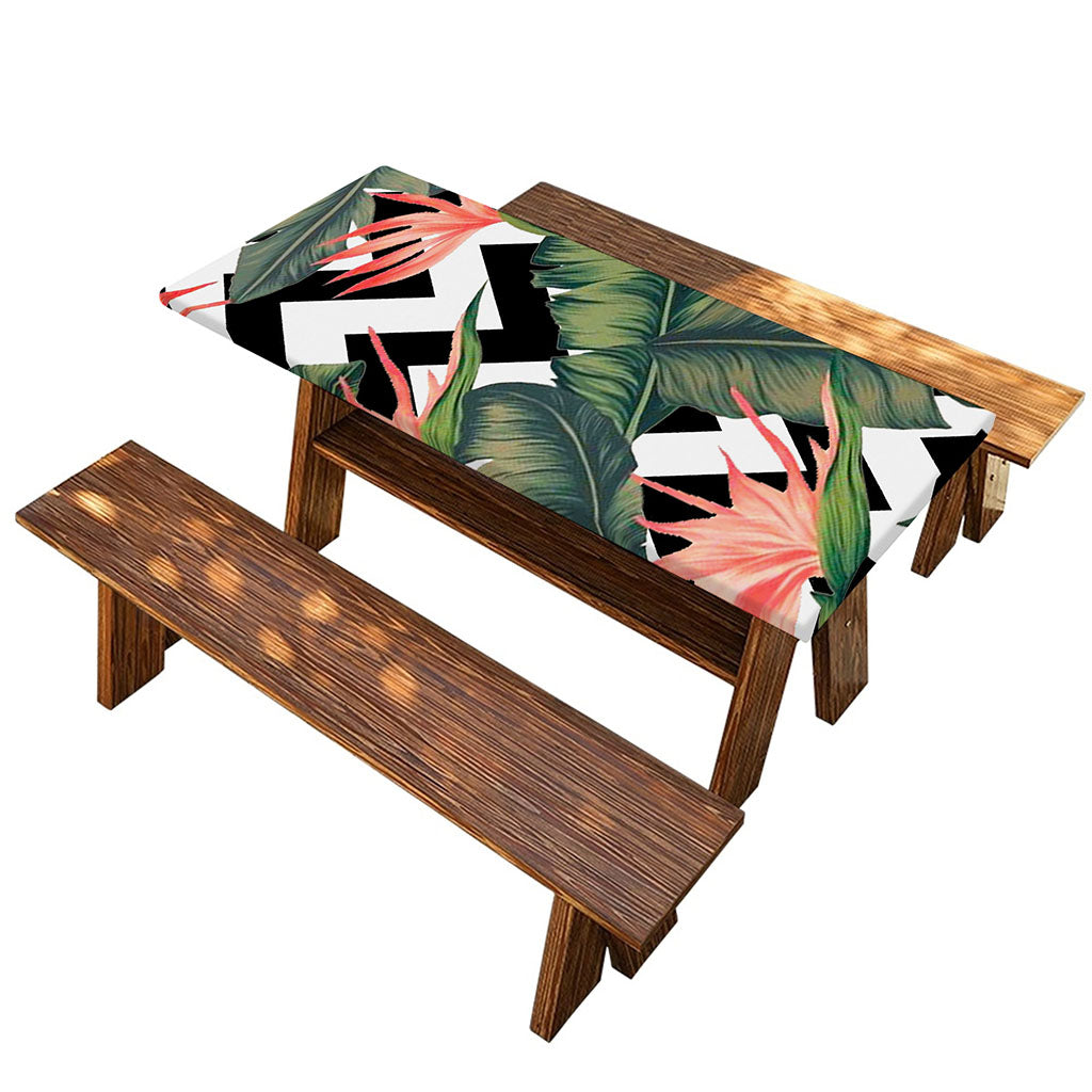 Zig Zag Tropical Pattern Print Picnic Table Cover