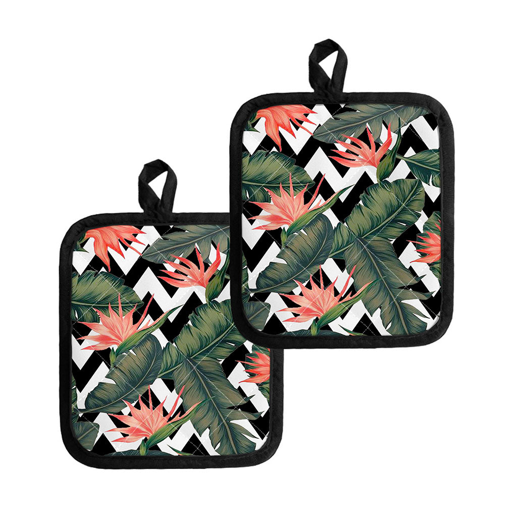 Zig Zag Tropical Pattern Print Pot Holders