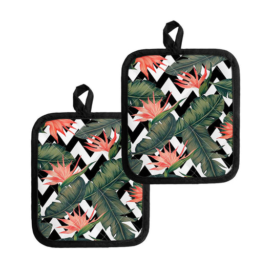 Zig Zag Tropical Pattern Print Pot Holders