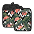Zig Zag Tropical Pattern Print Pot Holders With Pocket