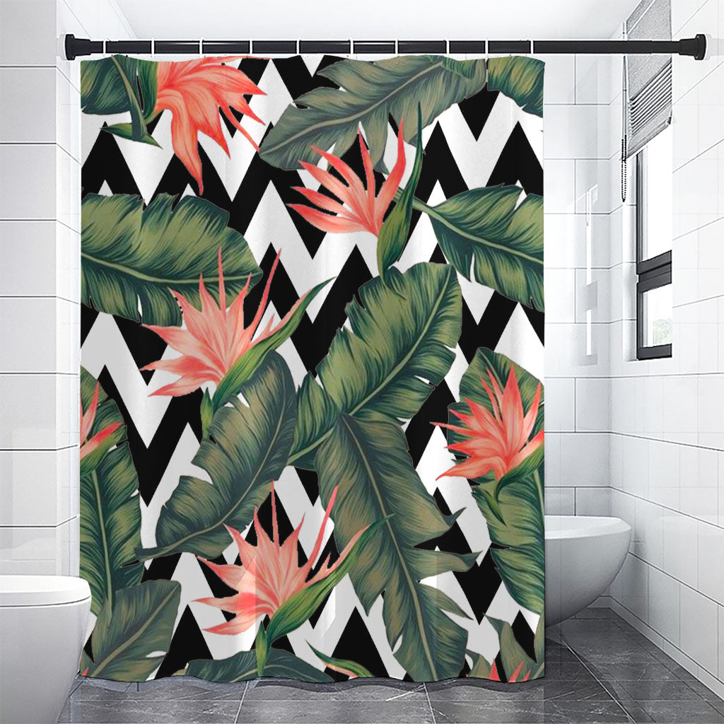 Zig Zag Tropical Pattern Print Premium Shower Curtain