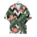 Zig Zag Tropical Pattern Print Rayon Hawaiian Shirt