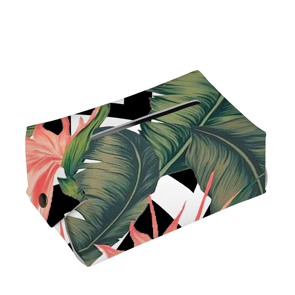 Zig Zag Tropical Pattern Print Rectangle Tissue Box Cover