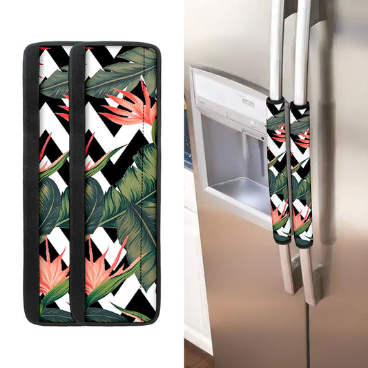 Zig Zag Tropical Pattern Print Refrigerator Handle Covers