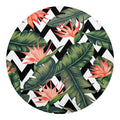 Zig Zag Tropical Pattern Print Round Blanket