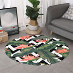 Zig Zag Tropical Pattern Print Round Rug