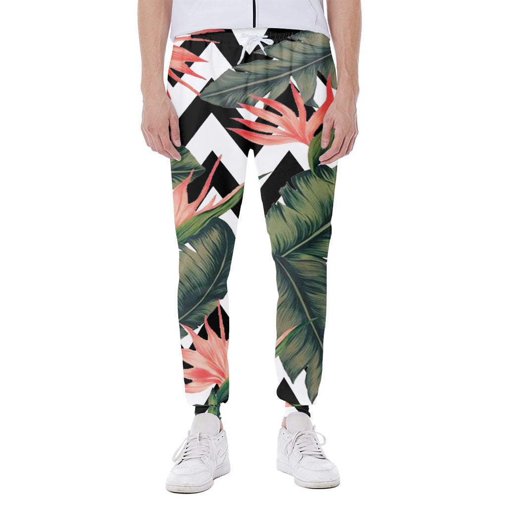 Zig Zag Tropical Pattern Print Scuba Joggers