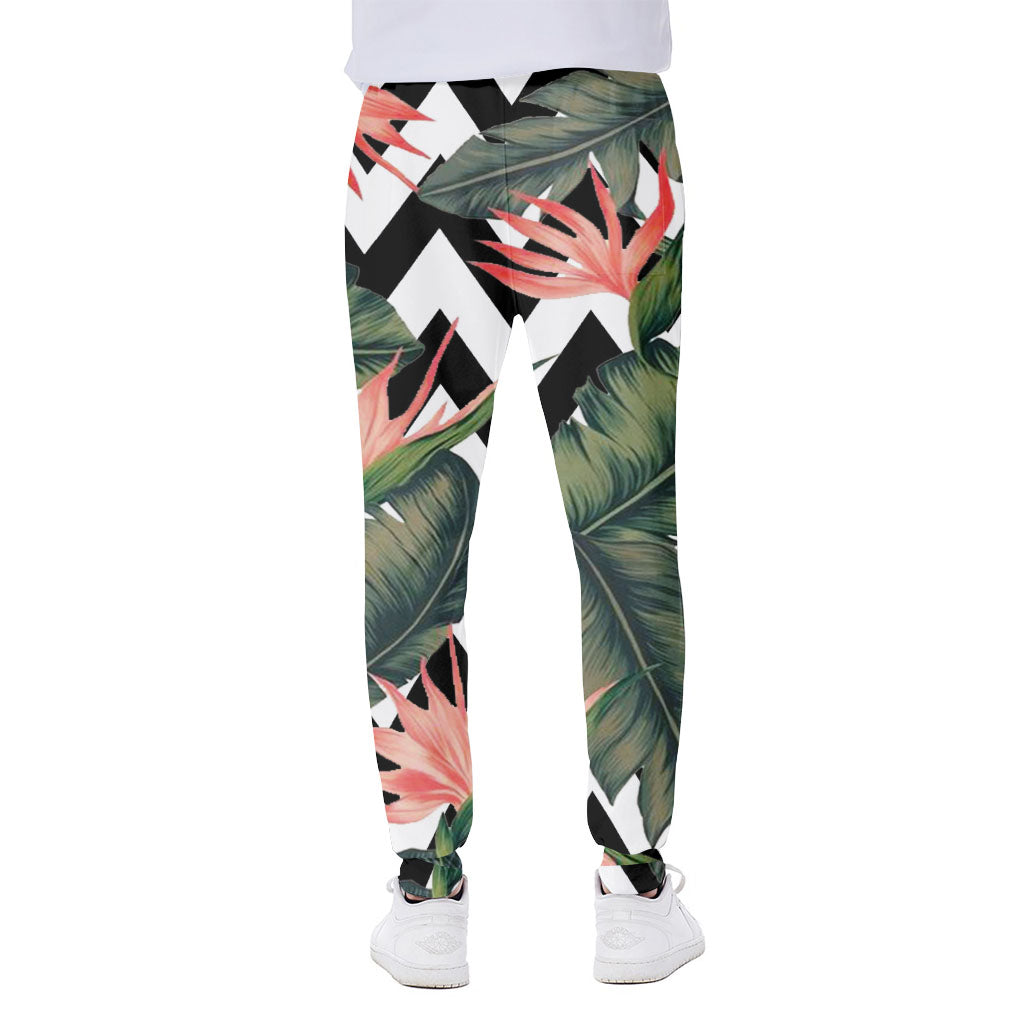 Zig Zag Tropical Pattern Print Scuba Joggers