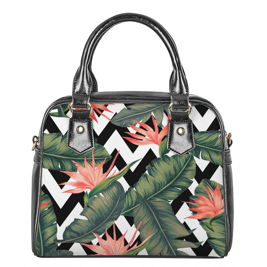 Zig Zag Tropical Pattern Print Shoulder Handbag