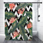 Zig Zag Tropical Pattern Print Shower Curtain