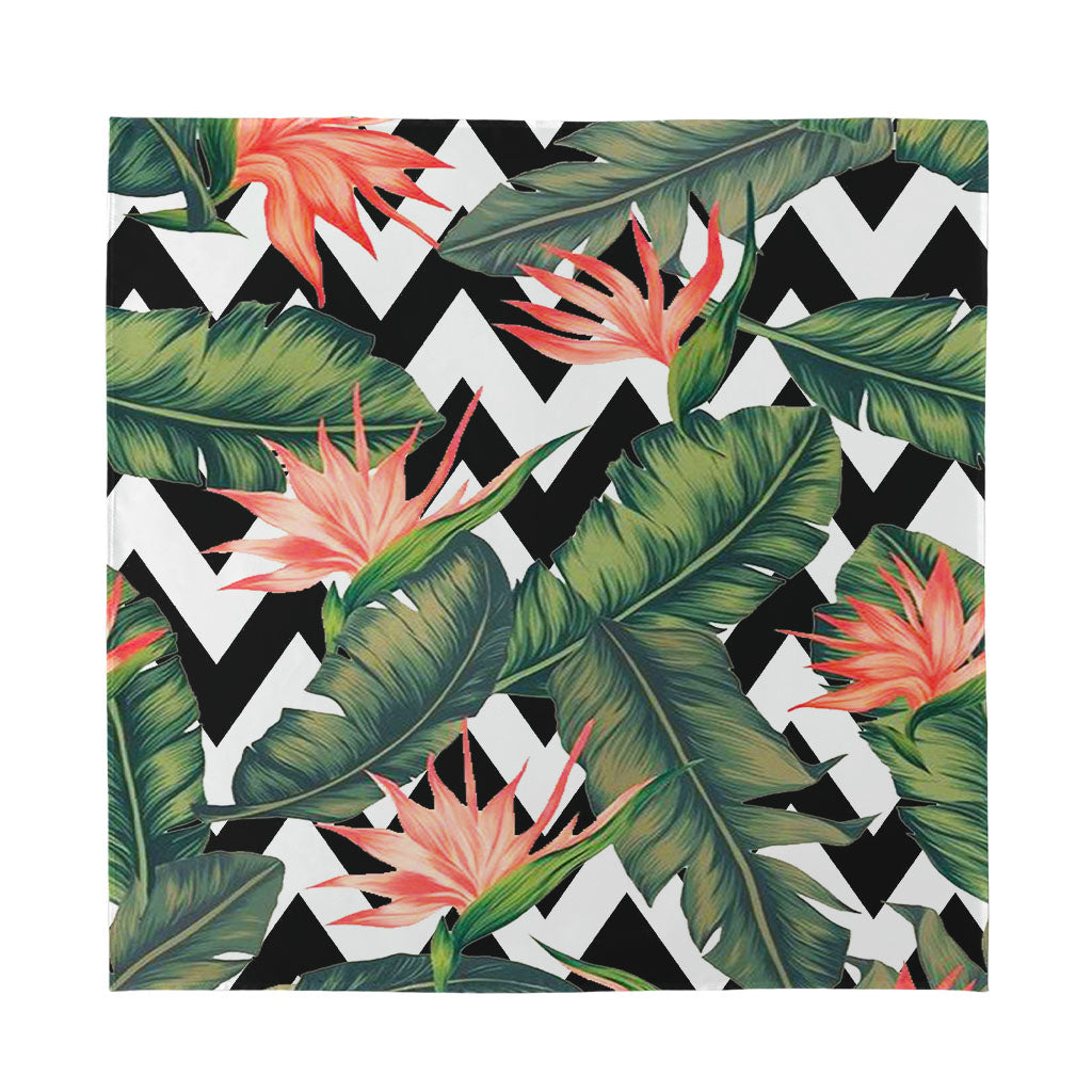 Zig Zag Tropical Pattern Print Silk Bandana