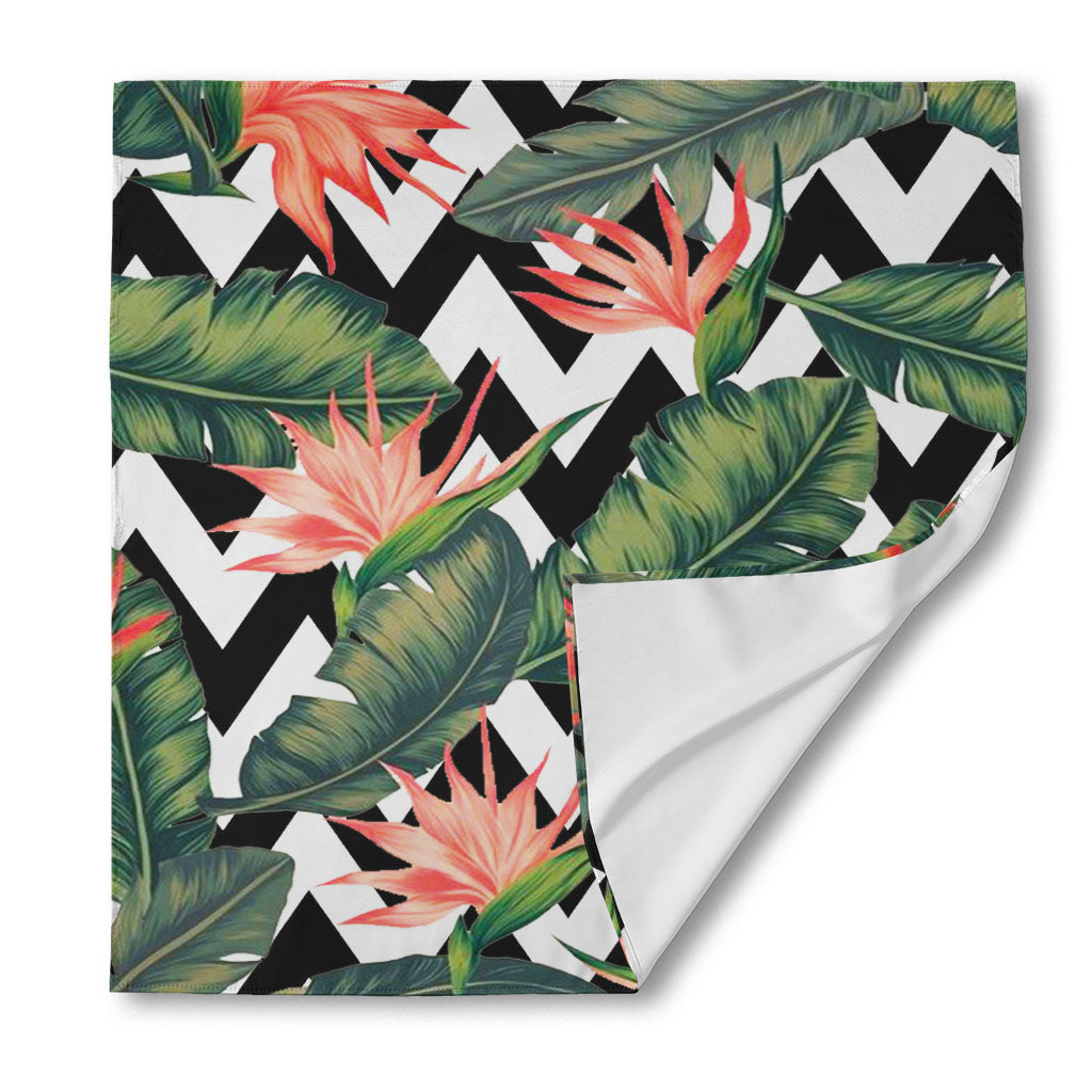 Zig Zag Tropical Pattern Print Silk Bandana