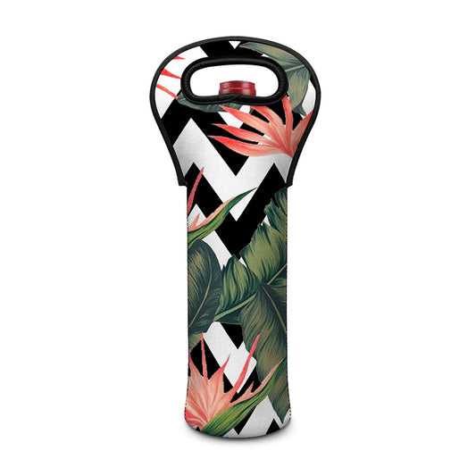 Zig Zag Tropical Pattern Print Single Neoprene Wine Tote