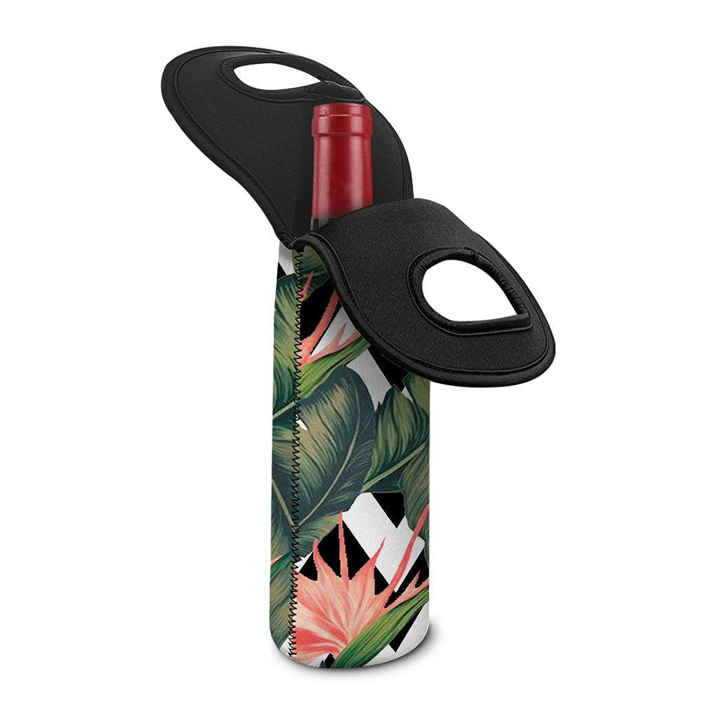 Zig Zag Tropical Pattern Print Single Neoprene Wine Tote