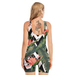 Zig Zag Tropical Pattern Print Sleeveless One Piece Swimsuit