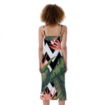 Zig Zag Tropical Pattern Print Slim Fit Midi Cami Dress