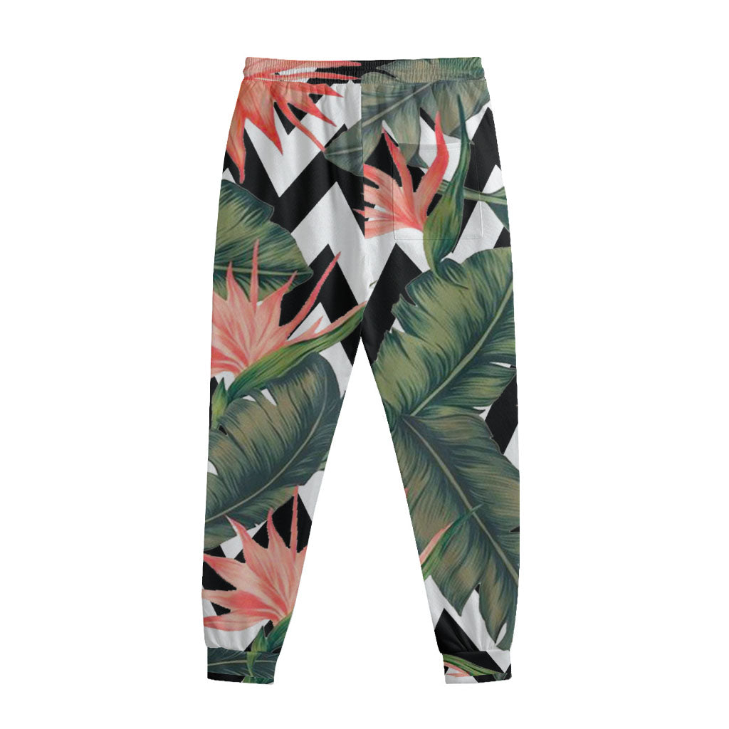 Zig Zag Tropical Pattern Print Sweatpants