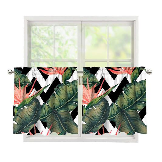 Zig Zag Tropical Pattern Print Tier Curtains