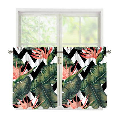 Zig Zag Tropical Pattern Print Tier Curtains