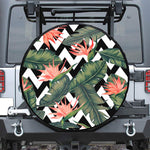 Zig Zag Tropical Pattern Print Tire Cover
