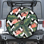 Zig Zag Tropical Pattern Print Tire Cover With Camera Hole
